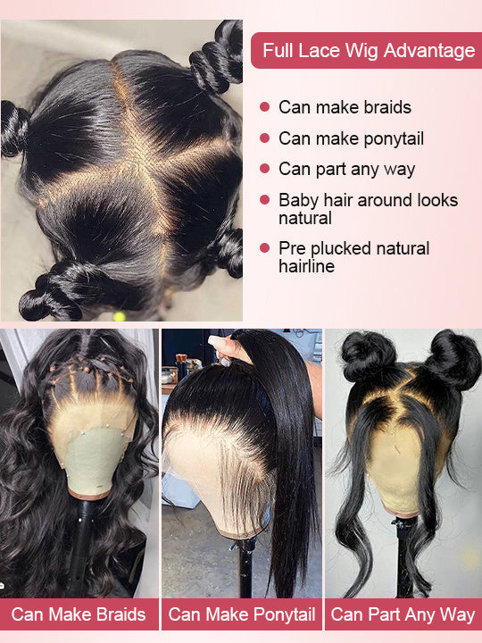 Brazilian Straight Hair Full Lace Wig Transparent Lace Invisi Drawstring Glueless Human Hair Wigs