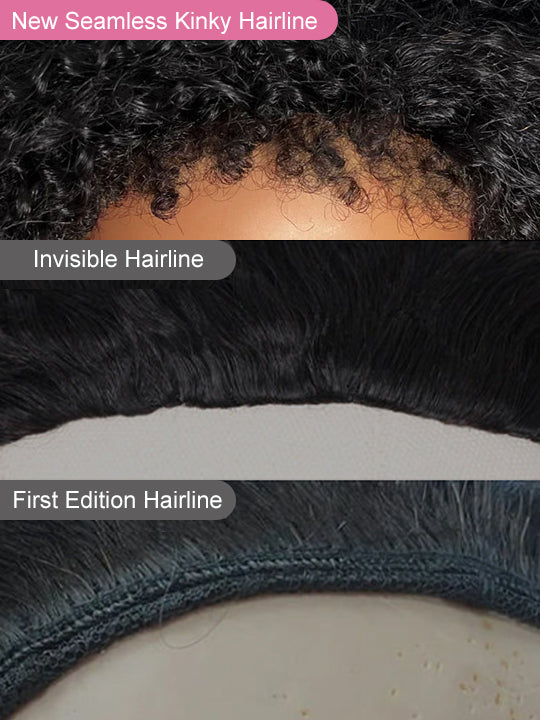 [3 In 1 Half Wig] Flip Over 4C Kinky Edge Glueless Water Wave Invisi Drawstring Ready To Go Wig