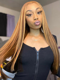 Honey Blonde Highlight 3D Body Wave 13x6 Lace Frontal Wig Bleached Knots 100% Human Hair Wear and Go Wigs