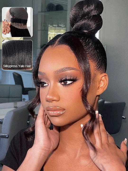 Kisslove Light Yaki Straight Hair Invisi-Drawstring 360 Lace Wig Pre-Everything Glueless Wigs