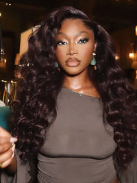 Burgundy Hair Color 3D Body Wave 13x4 Lace Frontal Wig Black Cherry Dark Burgundy Human Hair Wigs