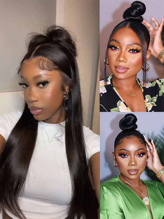 Kisslove Beginner Friendly Snug Fit 360 Lace Frontal Wig Bone Straight Hair Wigs With Invisi-Drawstring