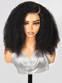 Pre Styled Pixie Curly Hair Glueless Side Part Lace Wig Bomb Hairstyle 100% Human Hair Wigs