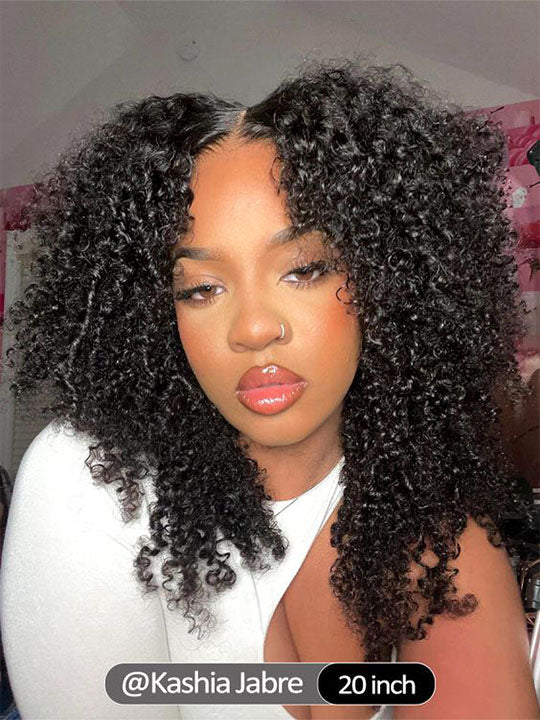 Double Drawn Kinky Curly Glueless 5x5 HD Lace Closure Wig Brazilian Human Hair Wigs