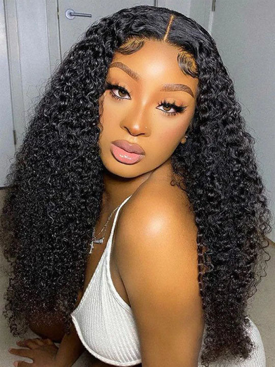 Kinky Curly Hair 13x4 HD Lace Frontal Wig Pre Plucked Pull and Go Glueless Real HD Lace Wig