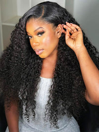 Kinky Curly Hair 13x6 Lace Frontal Wig Pull Go Drawstring Transparent Lace Frontal Wigs