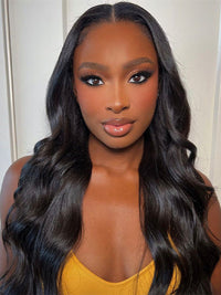 [4C Wig] 5x5 HD Transparnt Lace Wig With Kinky Baby Hair Body Wave 100% Human Hair