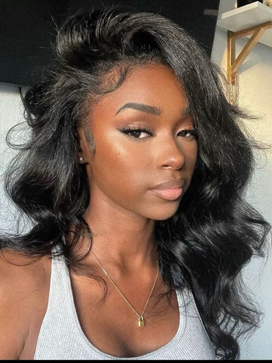 [4C Wig] 5x5 HD Transparnt Lace Wig With Kinky Baby Hair Body Wave 100% Human Hair