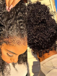 [4C Wig] Bleached Knots Afro Kinky Curly Wig with Kinky Edge Hairline Invisi-Drawstring Wig