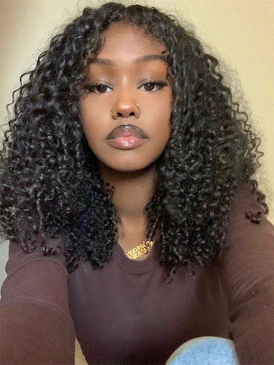 [4C Wig] 5x5 HD Lace Wig Kinky Curly Hairline Deep Wave 100% Human Hair Wigs