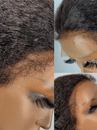 [4C Wig] Kinky Edges 13x4 13x6 HD Transparent Lace Frontal Wig Kinky Straight Human Hair Wigs