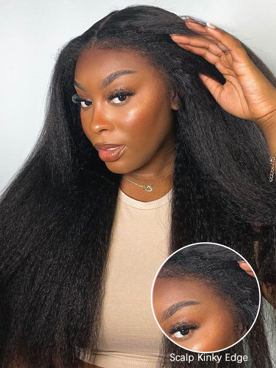 Kisslove Newborn Hairline Kinky Straight Hair Invisi-Drawstring 360 Lace Wig Pre Everything Glueless Wigs