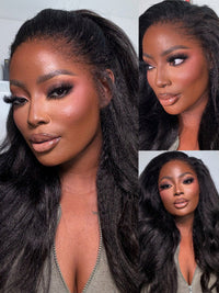 Kisslove Kinky Straight Burmese Curly Hair Invisi Drawstring Glueless Lace Wig Wear Go Wig With Spiral Curls