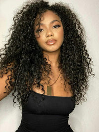 Kisslove [4C Wig] Pre Everything Snug Fit 360 Lace Frontal Wig Water Wave With Kinky Curly Edge Invisi Drawstring Wig