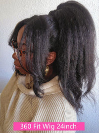 Kisslove Newborn Hairline Kinky Straight Hair Invisi-Drawstring 360 Lace Wig Pre Everything Glueless Wigs