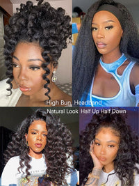 [3 In 1 Half Wig] Kinky Edge Kinky Straight Hair Beginner Friendly Glueless Drawstring Cap Half Wig