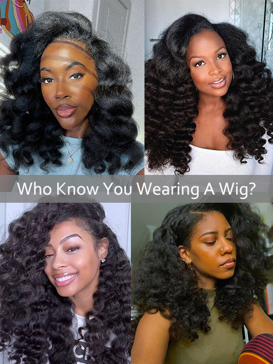 [3 In 1 Half Wig] Kinky Edge Kinky Straight Hair Beginner Friendly Glueless Drawstring Cap Half Wig