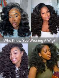 [3 In 1 Half Wig] Kinky Edge Kinky Straight Hair Beginner Friendly Glueless Drawstring Cap Half Wig
