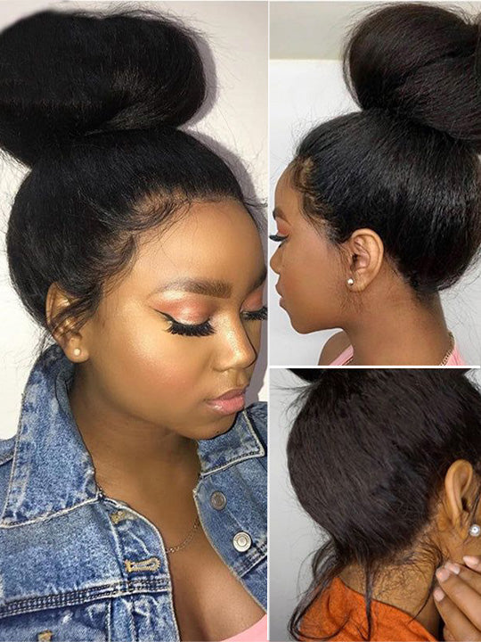 Kisslove Newborn Hairline Kinky Straight Hair Invisi-Drawstring 360 Lace Wig Pre Everything Glueless Wigs