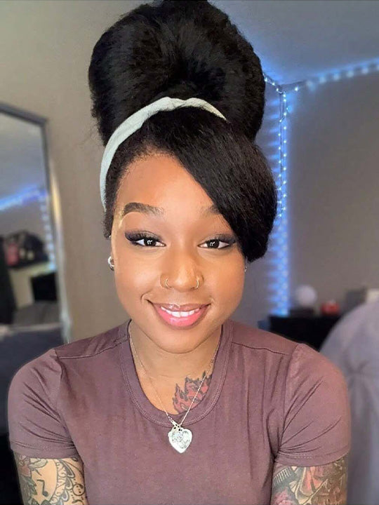 Kisslove Newborn Hairline Kinky Straight Hair Invisi-Drawstring 360 Lace Wig Pre Everything Glueless Wigs