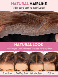 Kisslove Hair Brown Highlight Burmese Curly 13x6 Lace Frontal Wig Pre Everything Glueless Human Hair Wig