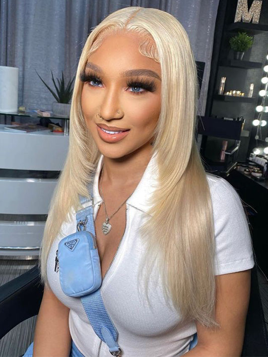 Pre Layered 613 Blonde Wig 13x4 HD Lace Front Human Hair Wigs Brazilian Straight Hair
