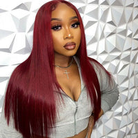 [Air Wig] 99J Burgundy 13x4 Lace Wig Straight Human Hair