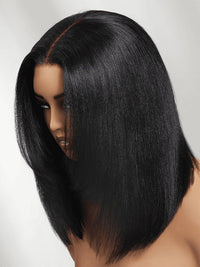 Kisslove Hair 300% Density 7x5 Bye Bye Knots Layered Yaki Straight Short Bob Wig Invisi Drawstring Glueless Bob Wigs