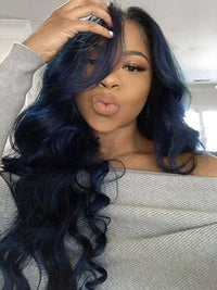 Flawless Midnight Blue 3D Body Wave Lace Frontal Wig Pre Plucked Pull & Go Drawstring Glueless Wig