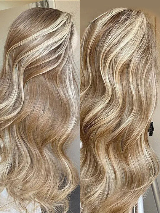 Kisslove Hair Blonde Balayage On Brown Hair 3D Body Wave 13x6 Lace Front Human Hair Wigs