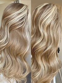 Kisslove Hair Blonde Balayage On Brown Hair 3D Body Wave 13x6 Lace Front Human Hair Wigs