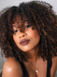 Bouncy Natural Wave Wig with Bangs Glueless 3x1 Lace Pull & Go Drawstring Wig