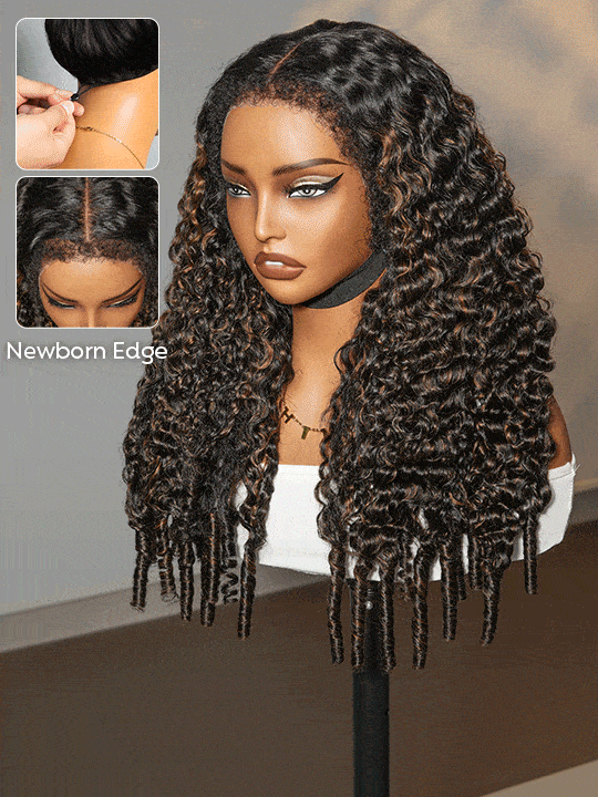 Kisslove Hair Brown Highlight Burmese Curly 13x6 Lace Frontal Wig Pre Everything Glueless Human Hair Wig