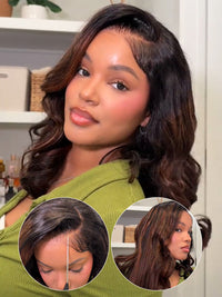 Pre Styled Side Part Colored Body Wave Bob Wig Glueless Drawstring Ready to Go Wigs