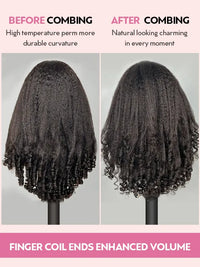 Kisslove Kinky Straight Hair with Spiral Curl Ends 13x6 Lace Frontal Wig Glueless Burmese Curly Wigs