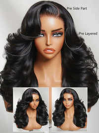 Pre Styled Efortless Chic Layer 13x6 Full Lace Frontal Wig High Density Peacock Curls Glueless Ready to Wear Wig