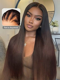 Ombre Black To Brown Light Yaki Straight Wig 4x4/6x4.5/13x4 Pre Max Pull Go Drawstring Wig