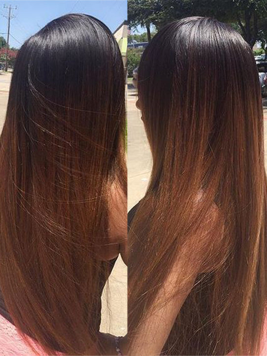 Ombre Brown Hair With Black Roots 5x5 13x4 13x6 Lace Wigs Straight Human Hair Wigs