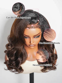 Kisslove Invisi-Drawstring 360 Lace Wig Ombre Brown Hair Yaki Body Wave Wigs with Newborn Hairline