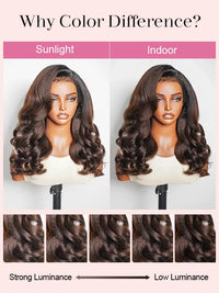 Kisslove Invisi-Drawstring 360 Lace Wig Ombre Brown Hair Yaki Body Wave Wigs with Newborn Hairline