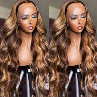 [Wear & Go] Breathable Air Wig Highlight 3D Body Wave 13x4 Lace Front Human Hair Wigs