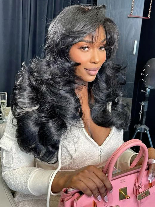 Pre Styled Efortless Chic Layer 13x6 Full Lace Frontal Wig High Density Peacock Curls Glueless Ready to Wear Wig