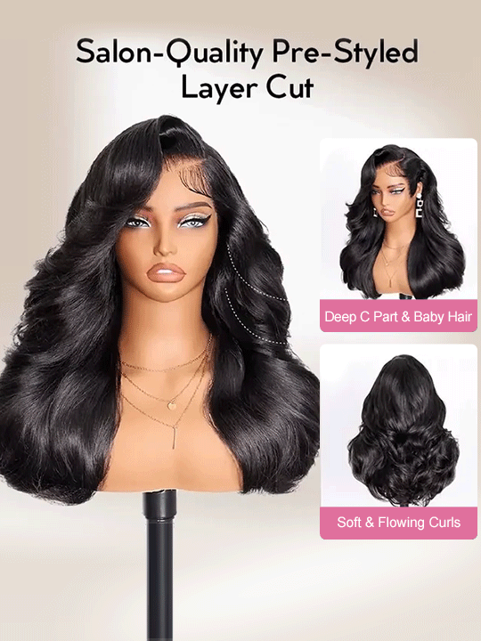 Pre Styled Efortless Chic Layer 13x6 Full Lace Frontal Wig High Density Peacock Curls Glueless Ready to Wear Wig