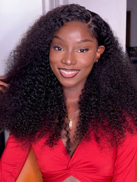Pre Styled Pixie Curly Hair Glueless Side Part Lace Wig Bomb Hairstyle 100% Human Hair Wigs