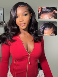 Kisslove Hair Pre Styled Side Part Body Wave Bob Wig Glueless Invisi Drawstring 360 Lace Frontal Wig
