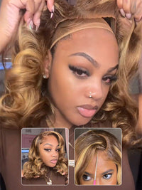 Pre Styled Side Part Colored Body Wave Bob Wig Glueless Drawstring Ready to Go Wigs