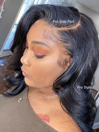 Kisslove Hair Pre Styled Side Part Body Wave Bob Wig Glueless Invisi Drawstring 360 Lace Frontal Wig