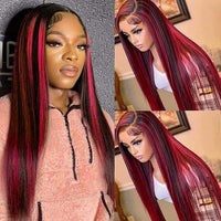 Red Highlight Wig 3D Body Wave 5x5 13x4 13x6 Lace Frontal Human Hair Wigs 180% Density