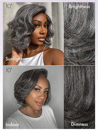 Glueless Salt and Pepper 3D Body Wave 13x4 Lace Front Lace Wigs For Women
