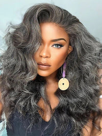 Glueless Salt and Pepper 3D Body Wave 13x4 Lace Front Lace Wigs For Women